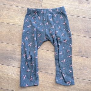 pekkle 24m grey leggings with pink bows